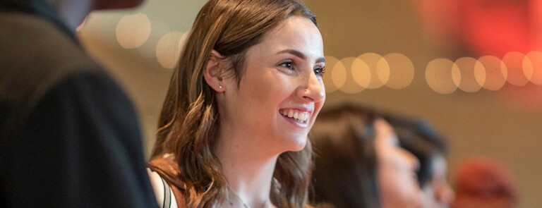 Chico student networking at event