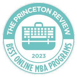 The Princeton Review Best Online MBA Programs 2023 seal
